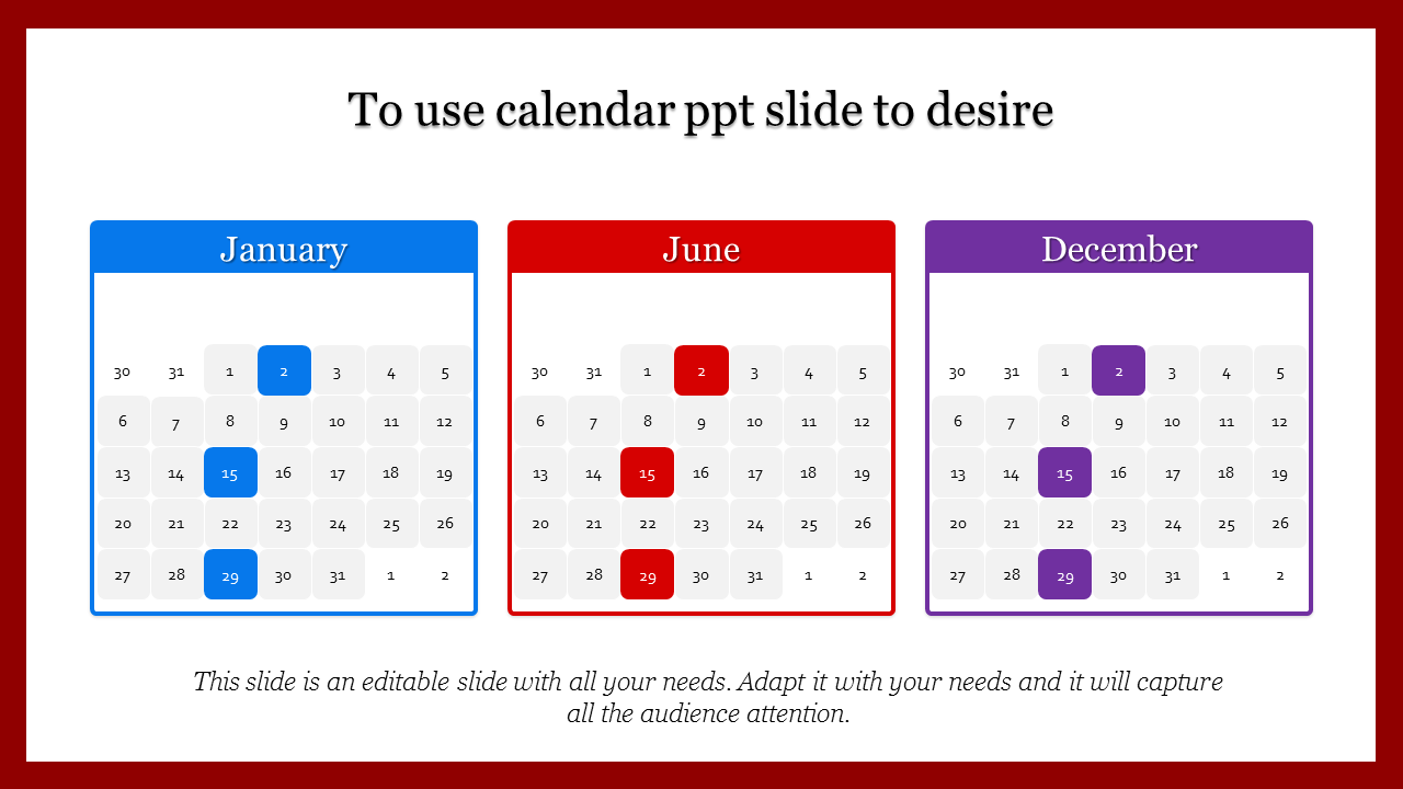Calendar PPT Slide Designs and Google Slides Themes